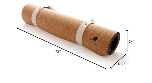 Cork Yoga Mat Lightweight, Soft, Travel Yoga Mat, Non Slip for Hot Yoga, Premium, 100% Recycled Cork - 72" x 24", 5mm Thick, 2.5lbs,