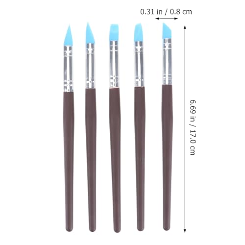BESTonZON 5pcs Artist Paint Brush Set Silicon Brushes for Painting Masking Fluid Clay Molding, Silicone Sculpting Tools Clay Carving Tools Paint Color Silicone Brush Matching Tool for DIY Handicraft