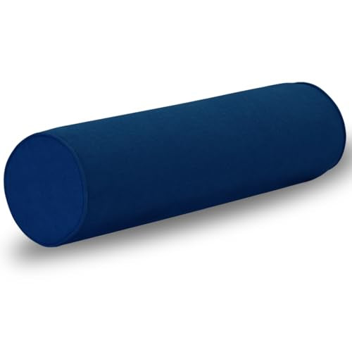 Cylinder Round Memory Foam Support Pillows Cervical Neck Roll Pillow with Pillowcase Soft, Comfortable and Breathable for Sleeping, Chair, Car, Sofa，Travel (Navy Blue, 24X6) - color: Navy Blue, size: 24x6