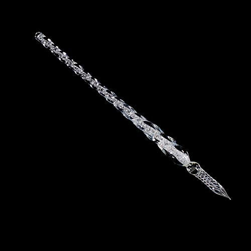 Molshine Handmade Glass Dip Pen Crystal Calligraphy Pen Signature Dipped Pen for Artist Women Men Teens,Writing Drawing Decoration Gifts (Silvery) - color: silvery