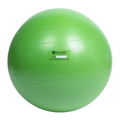 Body Sport Exercise Ball with Pump for Home, Gym, Balance, Stability, Pilates, Core Strength, Stretching, Yoga, Fitness Facilities, Desk Chairs - color: Green (55 cm)