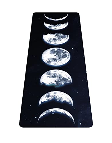 nuveti Printed Travel Yoga Mat 1/16 Inch Thick Non Slip Fitness Workout Mat | with Carrying Bag, Foldable Lightweight Suede & Natural Rubber Yoga Mat for Yoga Pilates and Fitness 72" L x 24" W x 1.5mm - color: Moon Eclipse