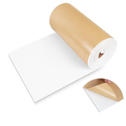 LSGCQ Sponge Neoprene Foam Padding Self Adhesive Foam Sheets, White | Closed Cell Foam Sheet Neoprene Rubber Pad for DIY Gaskets Shock Pads Liner Crafts, 12" Wide x 1/4" Thick x 118" Long - color: White, size: 12" Wide x 1/4" Thick x 118" Long