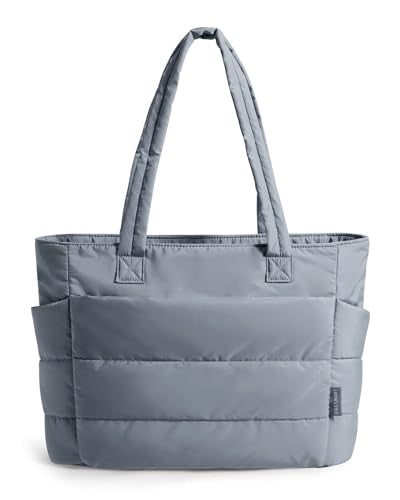 BAGSMART Puffy Tote Bag for Women, Lightweight Work Tote Handbag - color: Dark Grey, size: Standard