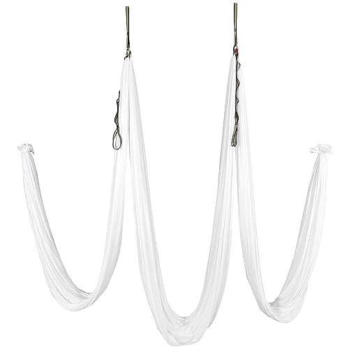 Kojem Aerial Silk Fabric Yoga Swing Kit For Fitness Yoga Inversions Flexibility Core Strength Dance White Nylon Fabric 6.6/13.1 Yards - size: 13.12 Yards