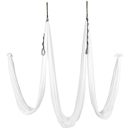 Kojem Aerial Silk Fabric Yoga Swing Kit For Fitness Yoga Inversions Flexibility Core Strength Dance White Nylon Fabric 6.6/13.1 Yards - size: 13.12 Yards