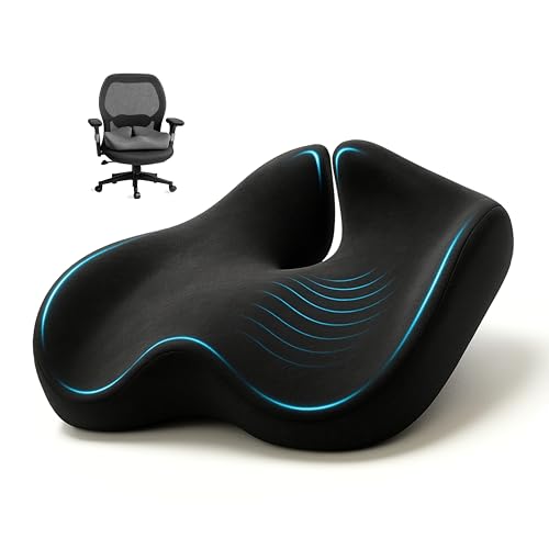 Office Chair Cushion for Back & Tailbone, Sciatica Pain Relief Pillow - color: Black