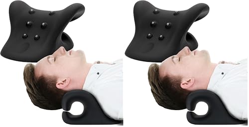 HealthSmart Neck & Shoulder Traction Device, Neck & Shoulder Relaxer, Magnetic Therapy, Cervical Spine Alignment and TMJ Relief, Neck Pain Relief, Black (Pack of 2) - size: One Size (Pack of 2)