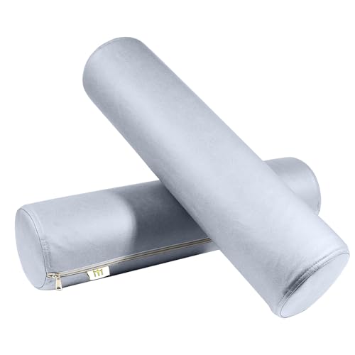 2 Pack Neck Roll Pillow, High-Density Foam Cylinder Bolster Pillow for Neck, Back & Lumbar Support, Ergonomic Round Pillow for Side Sleepers, Sleeping (5.9''x23.6'' Medium Grey) - color: Medium Grey, size: 23.6x5.9IN