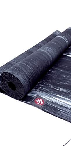 Manduka Natural Rubber Yoga Mat with Wet Grip 3mm Thick and 24" x 68" Area, Biodegradable and Sustainable, Keeps Grip When Wet (Black)