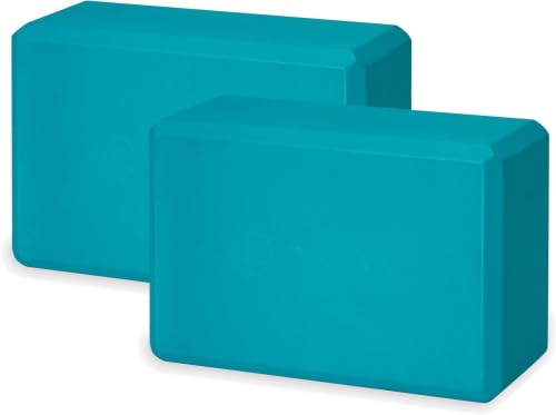 Gaiam Yoga Block - Supportive Latex-Free Eva Foam - Soft Non-Slip Surface with Beveled Edges for Yoga, Pilates, Meditation - color: Vivid Blue (Pack of 12), style: 2 Blocks