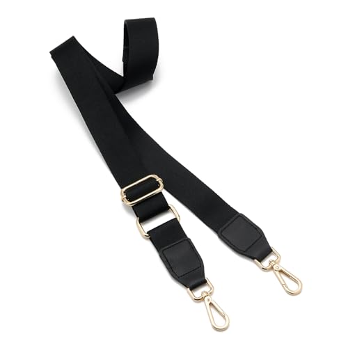 ZOOEASS Wide Shoulder Strap (Solid),Adjustable Replacement Belt Crossbody Canvas Bag Handbag - color: Black Gold Leather