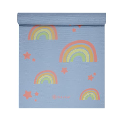 Gaiam Kids Printed Yoga Mat, Non-Toxic, Fun Design, 3mm - color: Rainbow Stars