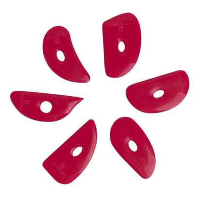 Diyoohomy 6pcs Soft Silicone Pottery Ribs for Ceramic, Mud and Clay Tools | Red Flexible Rubber Rib Trimming, Shaping, Smoothing Tools Kit And Supplies, Mudtools Wheel Throwing, Handbuilding, Sculpting - color: red-6