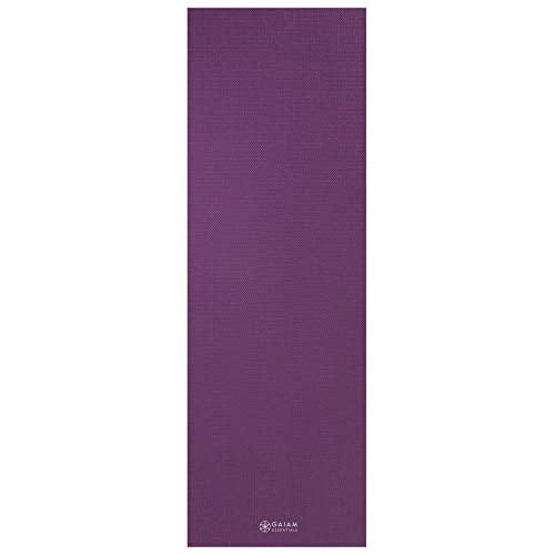 Gaiam Essentials 1/4" Thin (6mm) Yoga & Pilates, Fitness & Exercise Mat with Easy-Cinch Carrier Strap Cusion Support For Fitness and Gym Workouts - color: Purple