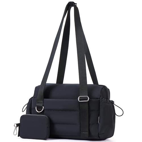 ROULENS Small Gym Bag for Women 2 Set Mini Gym Duffle Bag with Wet Compartment and Coin Wallet, Gym Tote Bag for Workout/Sport/Travel - color: Black