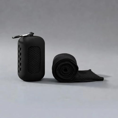 Cooling Towel, Quick Dry Sports Towel with Silicone Case, 11.8 x 35.4 in - color: Black, size: Medium