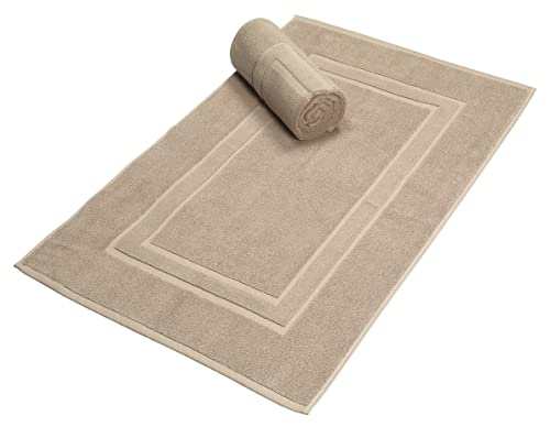 GLAMBURG Premium Cotton 20x32 inch 2-Pack Bath Mats - 100% Ringspun Cotton - Luxury Hotel & Spa Quality - 800 GSM - Durable Soft Highly Absorbent - Machine Washable - Tan - color: Tan