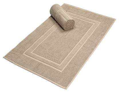 GLAMBURG Premium Cotton 20x32 inch 2-Pack Bath Mats - 100% Ringspun Cotton - Luxury Hotel & Spa Quality - 800 GSM - Durable Soft Highly Absorbent - Machine Washable - Tan - color: Tan