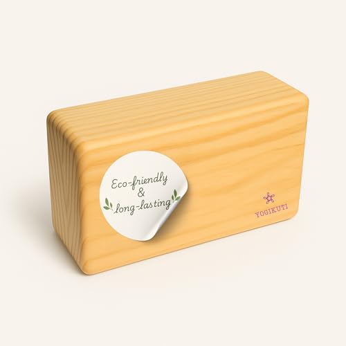 Yogikuti Solid Wooden Yoga Blocks | Premium Pine Wood Iyengar Yoga Blocks | Soild, Durable & Smooth Rounded Edges | Wooden Yoga Props for Stretching, Balance, Alignment & Home Studio Practice