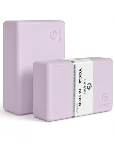 Gruper Yoga Blocks 2 Pack, 9"x6"x3" Exercise Blocks High-Density EVA Foam Blocks with Soft Non-Slip Surface, Lightweight Yoga Props for Yoga Pilates Meditation & Stretching - color: Lavender