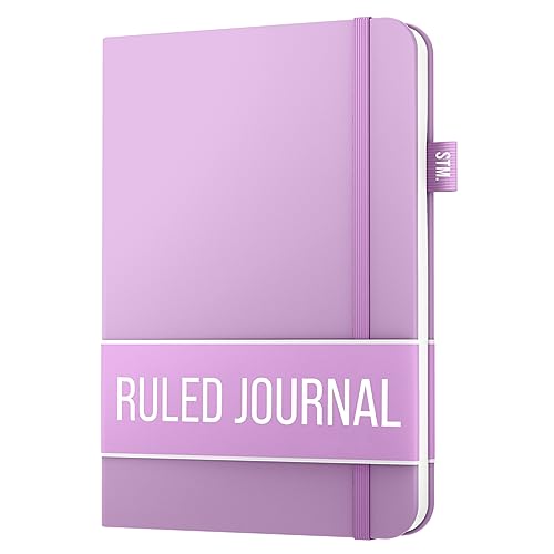 Lined Journal Notebook for writing + Free Pen! Ruled 200 pages, 120gsm Thick Paper with Sticky Notes,pen loop, elastic band, leather hard cover | Scribbles That Matter A5 journals, (5.75 x 8.2) - color: Lavender