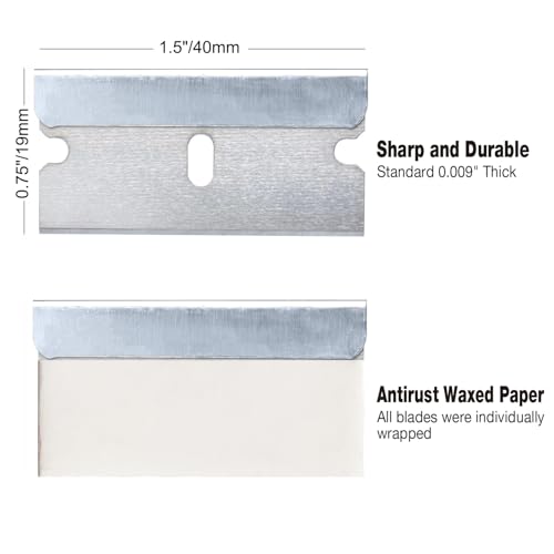Great Andrew Single Edge Razor Blades, 200 Pack Straight Edge Razor Blade Safety Refills Blades Scraper for Box Cutting, Crafts, DIY, Heavy Duty & Industrial Use - size: 1 Count (Pack of 200)