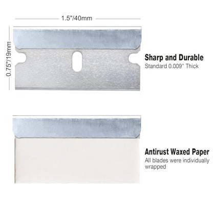 Great Andrew Single Edge Razor Blades, 200 Pack Straight Edge Razor Blade Safety Refills Blades Scraper for Box Cutting, Crafts, DIY, Heavy Duty & Industrial Use - size: 1 Count (Pack of 200)
