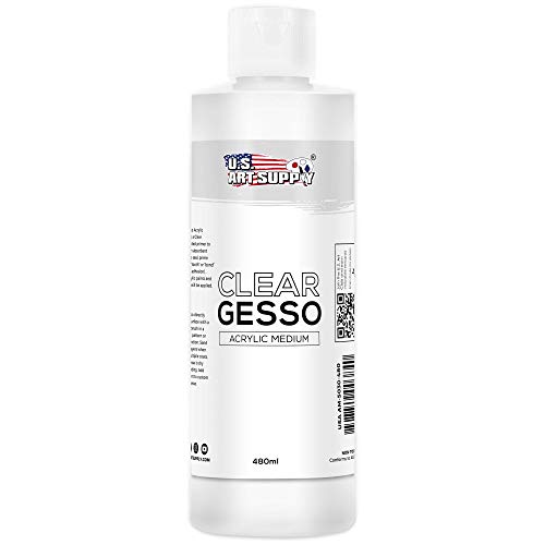 U.S. Art Supply Clear Gesso Primer (16oz) for Oil & Acrylic Painting | Enhances Blending & Canvas Paint Prep - Mixable Clear Gesso Primer for Acrylic Painting - color: Clear