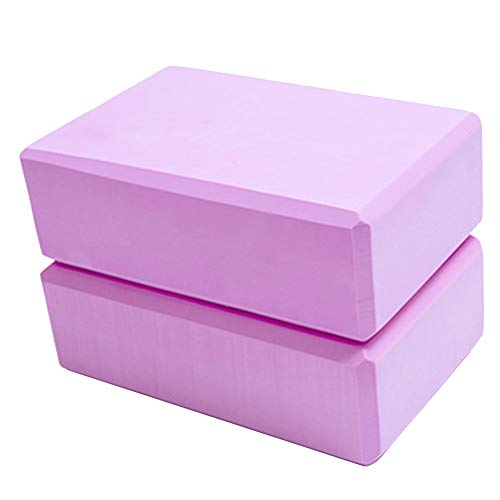 Set of 2 Yoga Blocks EVA Foam Exercise Bricks Provides Stability Balance and Support Improve Strength - 9 x 6x 3 inches - color: Pink