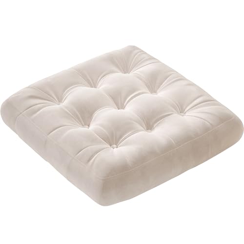 Floor Pillow, Large Cushions Sitting for Adults, Square Floor Pillow for Meditation or Yoga, Cushion for Tatami, Bench Chair Cushion for Living Room 22"x22"x5" Inch, Beige - color: Beige
