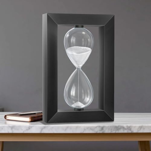 Hourglass 30 Minute Sand Timer, Modern White Wood Sand Watch, Decorative Desktop Half Hour Glass Sandglass, Reloj De Arena 30 Minuto, Wooden Sand Çloçk for Office, Desktop Home Decor, Kitchen - color: White, size: 30 minute