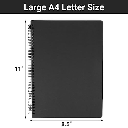 EUSOAR Blank Spiral Notebook, A4 3 Packs 8.5"x 11" Hardcover Blank Kraft Sketch Notebook Bulk，College Wirebound Memo Notepads Diary Planner Notebook Journal with Unlined Paper 120pages/60sheets - color: Black, size: A4-3 Packs