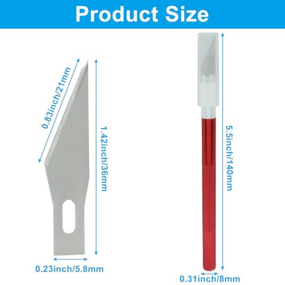 20 Pack Craft Knife Set, Red | Precision Utility Knives, For Paper, Cardboard, Stencil, Model Making & DIY Projects - color: Red