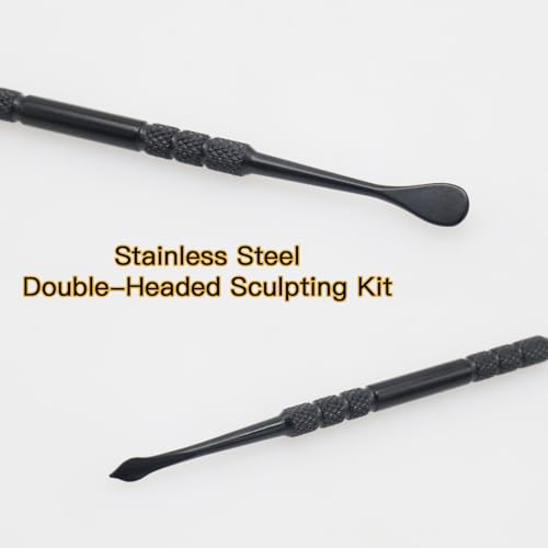 Joyangy 3-Pack Wax Carving Tools 4.6Inch Stainless Steel Double-Ended | clay wax art sculpt, black, wax seal stamp craft, jewelry candle making, smooth lightweight grip - size: 3 Pack(Black)