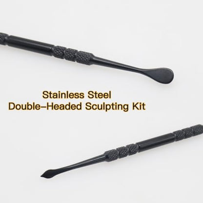 Joyangy 3-Pack Wax Carving Tools 4.6Inch Stainless Steel Double-Ended | clay wax art sculpt, black, wax seal stamp craft, jewelry candle making, smooth lightweight grip - size: 3 Pack(Black)