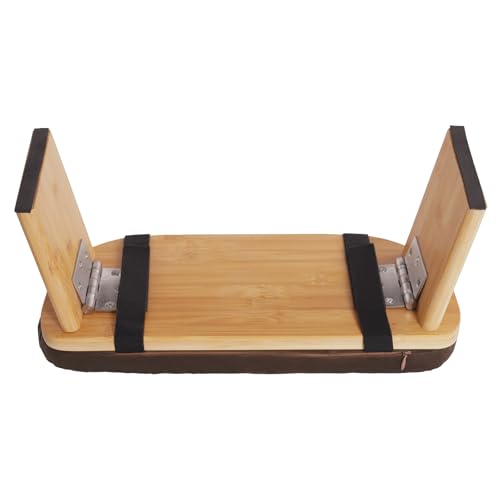 Meditation Bench Foldable & Ergonomic, Kneeling Meditation Stool with 5° Forward Tilt & 400lbs Capacity, Bamboo Meditation Stool with Detachable Velvet Cushion forYoga Prayer (Wood + Coffee) - color: Wood + Coffee
