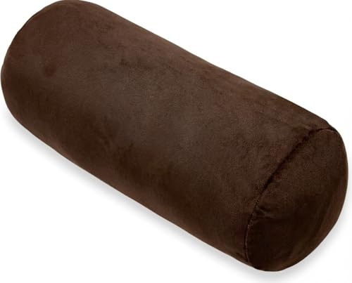 1 MIDDLE ONE Bolster Pillow with Removable Velvet Cover, Round Cylinder Neck Roll Pillow for Head, Back, Leg Support, Decorative Bed and Couch Pillow 16 x 6 Inches (Brown) - color: Brown, size: 16 inch