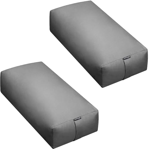 엑스트라 펌 라지 요가 볼스터, 61 x 30.5 x 15.2cm(24 x 12 x 6인치) 신치 또는 지퍼 요가 베개, 스튜디오용 탈착식 커버가 있는 직사각형 면 쿠션, 1팩 또는 2팩 - color: 쿨 그레이 - 지퍼 커버, size: 2팩