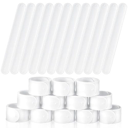Gemscream 12 Pcs Silicone Slap Bracelets DIY Slap Bands Party Favors Bulk Blank Soft Wristband Wrist Snap Band for Craft Project DIY Painting Birthday Party Halloween Christmas - color: White