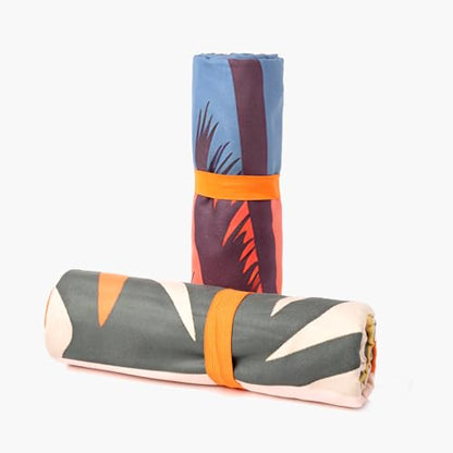 Eunzel 2 Pack Microfiber Beach Towel, Quick Dry Travel Towel Large Sand Free Towel for Beach, Camping, Swim Pool, Gym, Sports& Yoga 71"x32", Retro Tropics/Tropical Sunset - color: Retro Tropics& Tropical Sunset