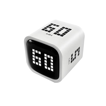 Qumox Digital Cube Timer, Rechargeable Flip Timer with Gravity Sensor & Manual Mode, 5/10/30/60 Minute Countdown, USB-C, LED Display, Vibration & Sound Alerts for Study, Work, Cooking, Fitness