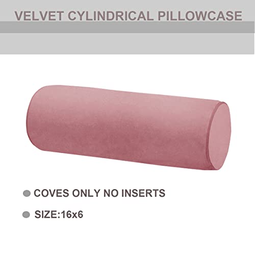 Neck Roll Pillowcases Velvet Cylindrical Pillow Covers 16"x6" with Hidden Zipper for House Home Decor Neck Roll Pillow Cervical Neck Roll Memory Pillow Cylinder Round Cushion (Pink, 16x6) - color: Pink