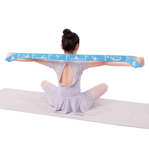 2-Pack Adjustable Kids Dance Stretch Bands - 8-Loop Elastic Bands for Ballet, Latin, Yoga, Gymnastics & Stretching - Flexible, Multi-Section Design for Dance Training & Flexibility - color: Purple+Blue