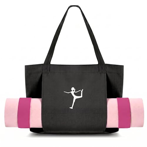 Yoga Bag Canvas Tote Mat Holder Large Gym Pilates Women - color: Black