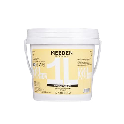 MEEDEN Naples Yellow Acrylic Paint: 1L /33.8oz Heavy Body Gloss Finish | Thick Art Paints Non-Toxic for Canvas Crafts - color: Naples Yellow - 1L