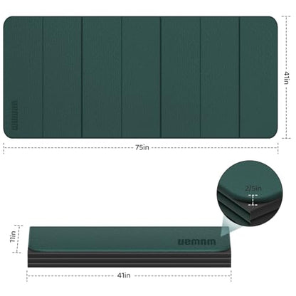 Foldable TPE Yoga Mat Thick 10mm,75" x40"Extra Large Exercise Mats | Stretch Mat Non-slip Fitness Folding Mat Easy to Carry,Wide Gym Mats for Women Men Suitable for Home Workout Travel Pilates - color: green