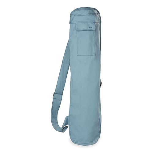 Gaiam Cargo Yoga Mat Bag, Full-Zip Carrier | Fits Most Mats | Front Zip Pocket | Phone Pocket & Earbuds Slit | Adjustable Strap | Women & Men - color: Niagara, size: 30" L x 5.5" diameter, Pack of 1