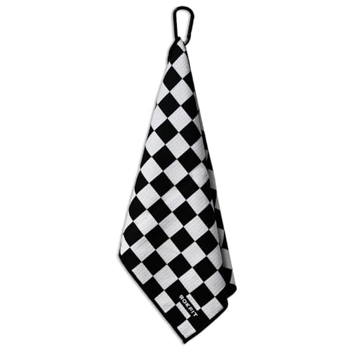 RokFit Gym & Golf Towel – Multi-Use, Quick-Dry, Durable Utility Towel with Bold Graphic and Carabiner Clip (Checker) - color: Checker
