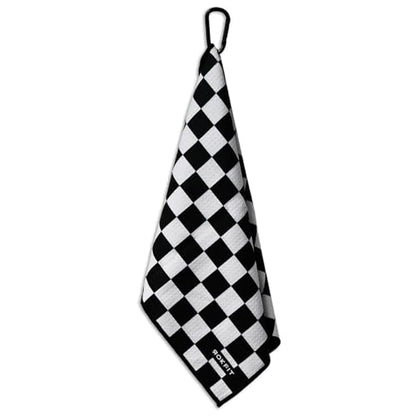 RokFit Gym & Golf Towel – Multi-Use, Quick-Dry, Durable Utility Towel with Bold Graphic and Carabiner Clip (Checker) - color: Checker